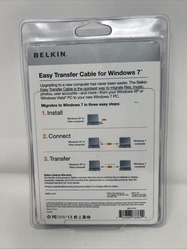 Belkin Easy Transfer Cable for Windows 7 USB 2.0 PC Adapter New (A17) - Thumbnail 2