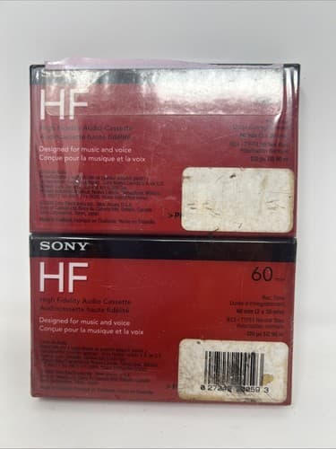 Block of 2 Sony HF Blank Cassette Tapes 60 Minutes of High Fidelity Recording - Thumbnail 2