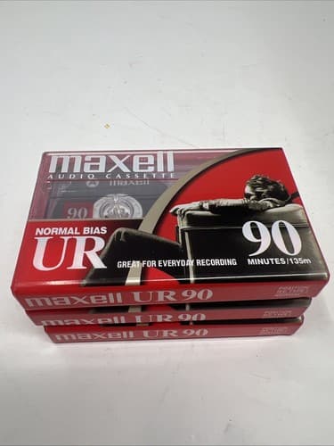 3 Pack Maxell UR90 90 Minutes Blank Audio Media Recording Cassette Tapes - NEW - Thumbnail 3