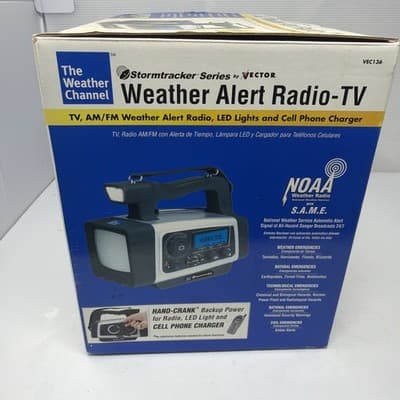 NOB Weather Channel Weather Alert Radio-TV W/ LED Light & Cell Phone Charger - Thumbnail 5