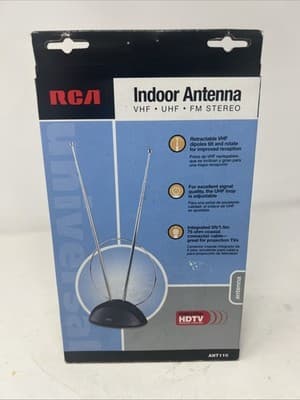 Genuine RCA ANT110 Universal UHF VHF FM Stereo Indoor TV Antenna HDTV (A8) - Image 1