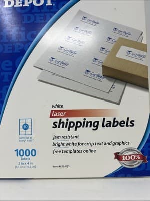 Office Depot 1000 Blank Printable Shipping Labels, White laser 2X4 #612-051 - Thumbnail 2
