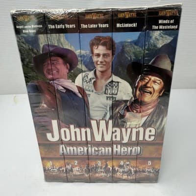 John Wayne VHS Collector Series 5 "American Hero" - (5) VHS Tapes - Sealed! (A11 - Thumbnail 3