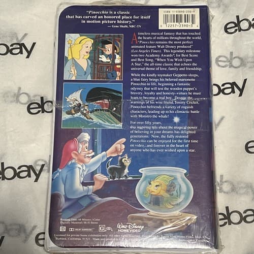 PINOCCHIO (VHS 1993) WALT DISNEY CLASSIC NEW SEALED - Thumbnail 2