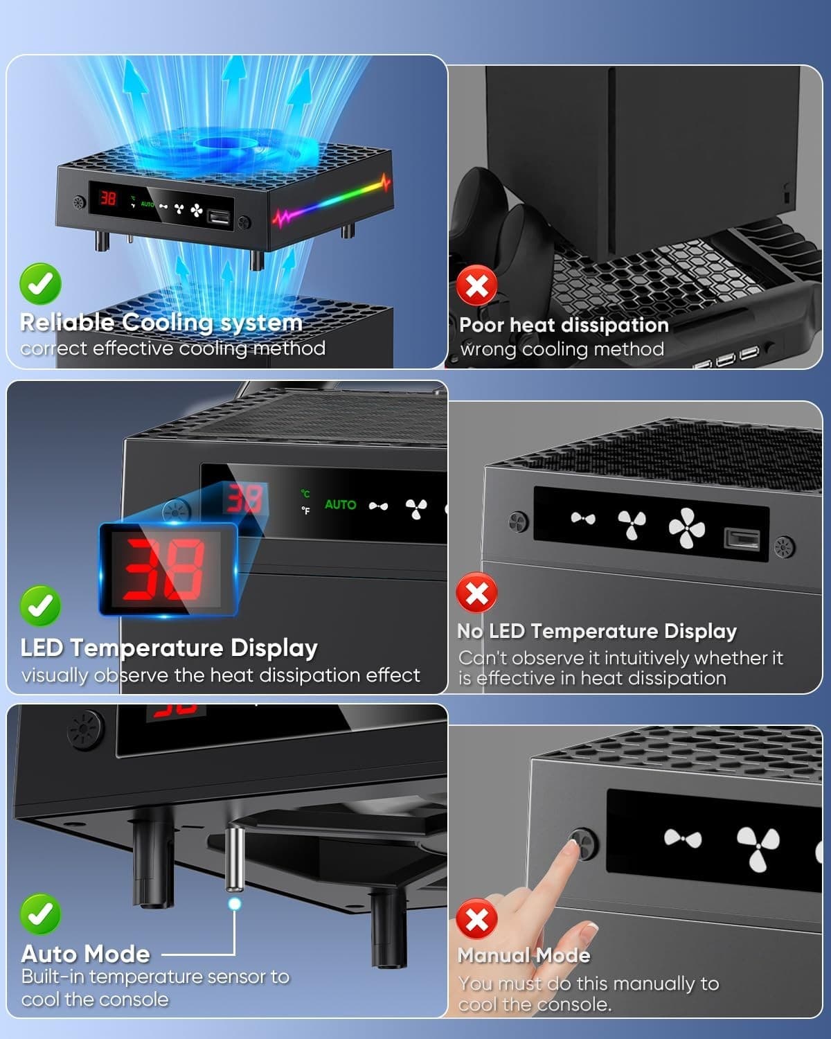 [LED Display] Auto Cooling Fan for Xbox Series X with 9 RGB Light, Cooling Syste - Thumbnail 2