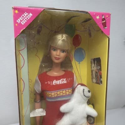VINTAGE 1998 MATTEL COCA COLA PARTY BARBIE NIB#22964 SPECIAL EDITION (A11) - Thumbnail 2