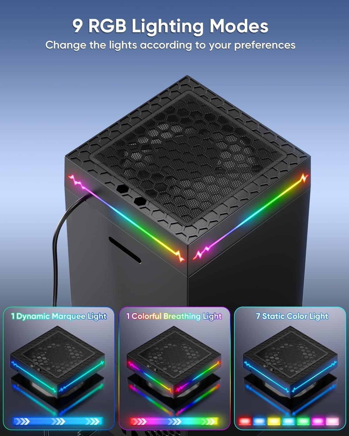 [LED Display] Auto Cooling Fan for Xbox Series X with 9 RGB Light, Cooling Syste - Thumbnail 5