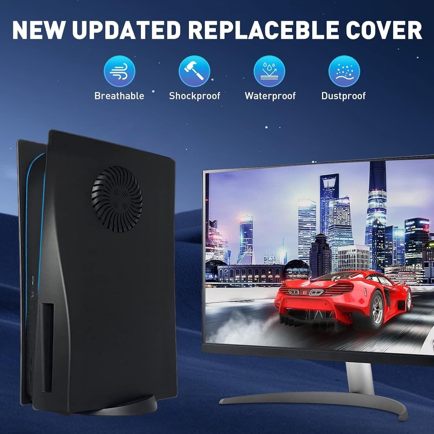 Cover Plates with Cooling Vent for 2020 PS5 Disc Edition, KANNGENN Replacement S - Thumbnail 6