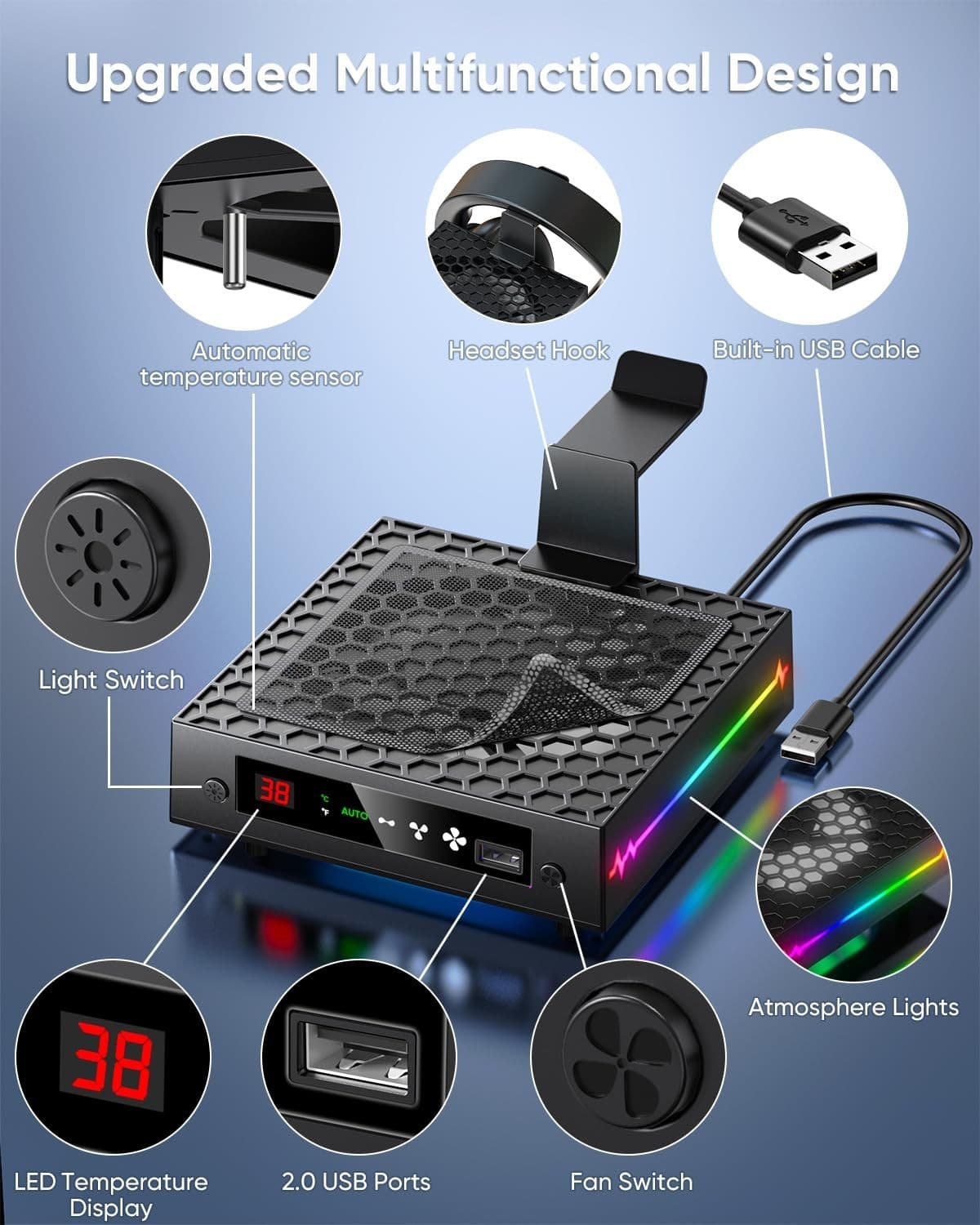 [LED Display] Auto Cooling Fan for Xbox Series X with 9 RGB Light, Cooling Syste - Thumbnail 6