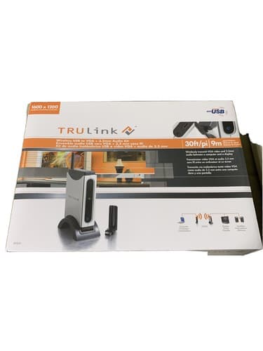 C2G/Cables to Go Trulink Wireless USB to VGA+3.5mm Audio Kit Black/Silver 29355