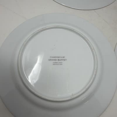 4X Charter Club Dinner Plates Grand Buffet Set of 3 Gold 9.5/8" White Porcelain - Thumbnail 8