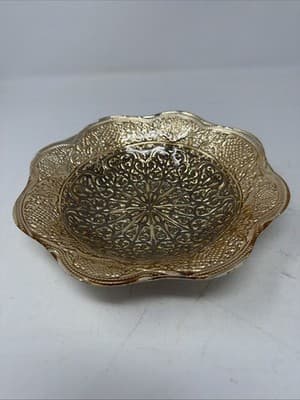 Stunning Turkish Decorative Bowl Gold Inside, Silver outside Colored Glass - Thumbnail 2