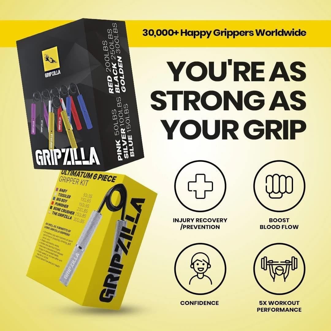 GRIPZILLA Grip Strength Trainer 50-300lb, Hand Gripper Strengthener Workout Kit, - Thumbnail 4