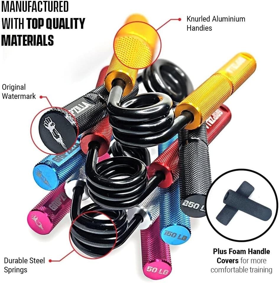 GRIPZILLA Grip Strength Trainer 50-300lb, Hand Gripper Strengthener Workout Kit, - Thumbnail 3