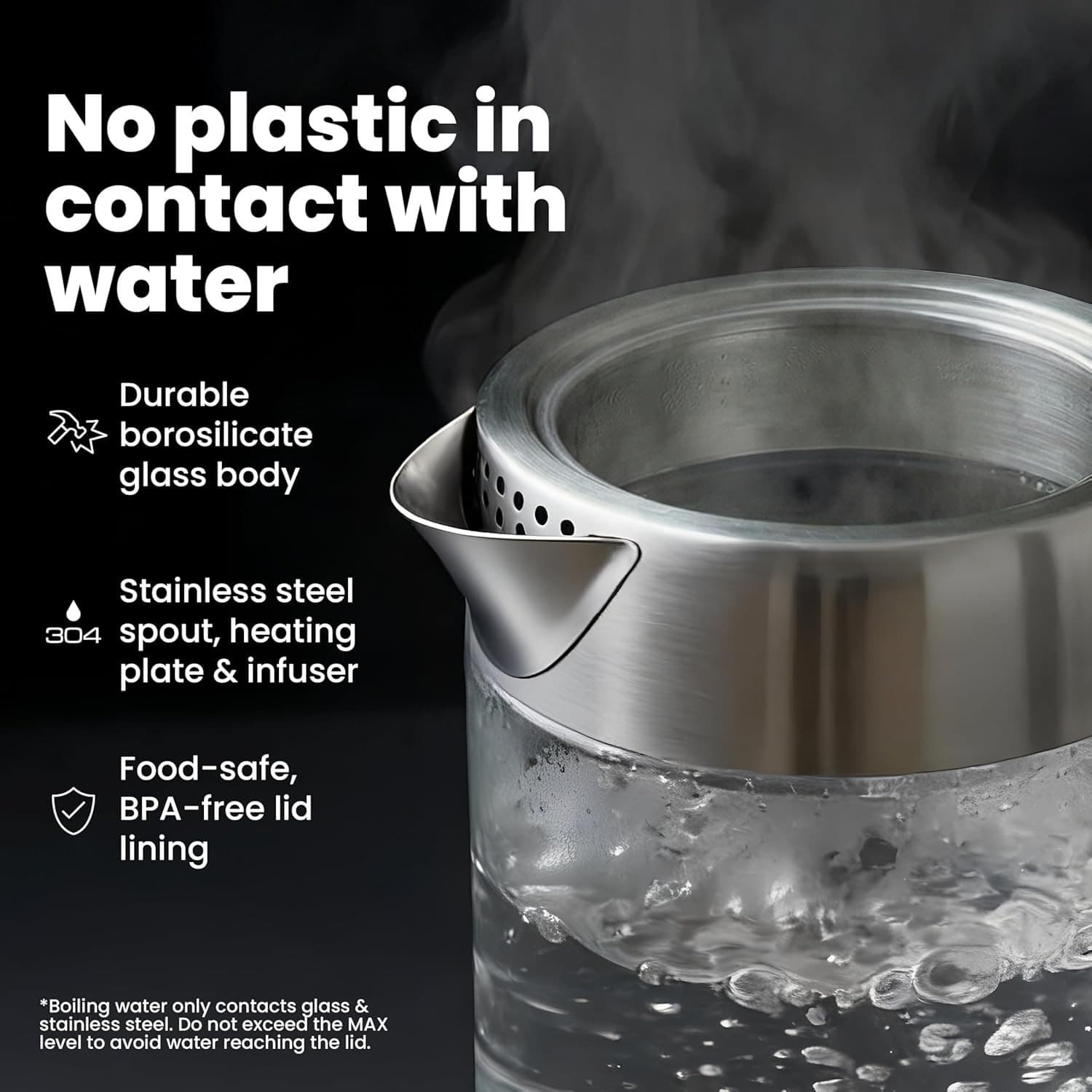 Vianté Electric Tea Kettle With Infuser for Loose Leaf, No Plastic In Contact Wi - Thumbnail 2