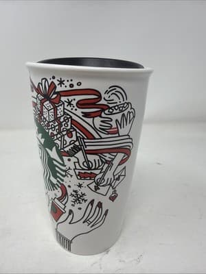 2017 Starbucks Special Holiday (Christmas) Traveler Ceramic Tumbler & Lid - Thumbnail 3