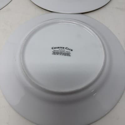 4X Charter Club Dinner Plates Grand Buffet Set of 3 Gold 9.5/8" White Porcelain - Thumbnail 7