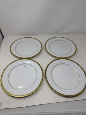 4X Charter Club Dinner Plates Grand Buffet Set of 3 Gold 9.5/8" White Porcelain - Thumbnail 3