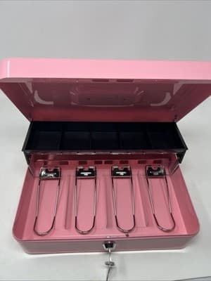 Kyodoled Medium Cash Box with Money Tray,Small Safe Lock Box with Key, Drawer,7. - Thumbnail 2
