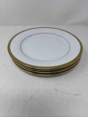 4X Charter Club Dinner Plates Grand Buffet Set of 3 Gold 9.5/8" White Porcelain
