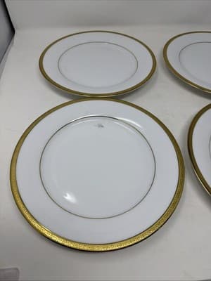4X Charter Club Dinner Plates Grand Buffet Set of 3 Gold 9.5/8" White Porcelain - Thumbnail 5