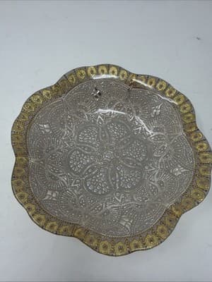 Stunning Turkish Decorative Bowl Gold Silver Colored Glass - Thumbnail 3