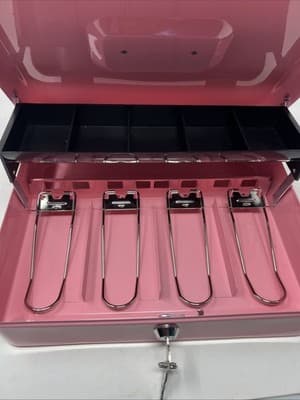 Kyodoled Medium Cash Box with Money Tray,Small Safe Lock Box with Key, Drawer,7. - Thumbnail 3