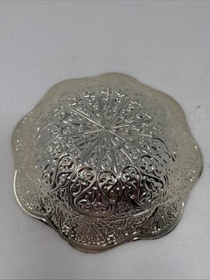 Stunning Turkish Decorative Bowl Gold Inside, Silver outside Colored Glass - Thumbnail 3