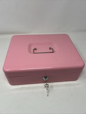 Kyodoled Medium Cash Box with Money Tray,Small Safe Lock Box with Key, Drawer,7.