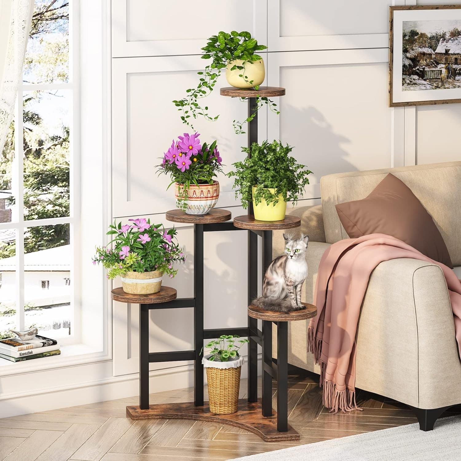 LITTLE TREE 6 Tiered Corner Plant Stand Indoor, Tall Plant Shelf Flower Stand - Thumbnail 2