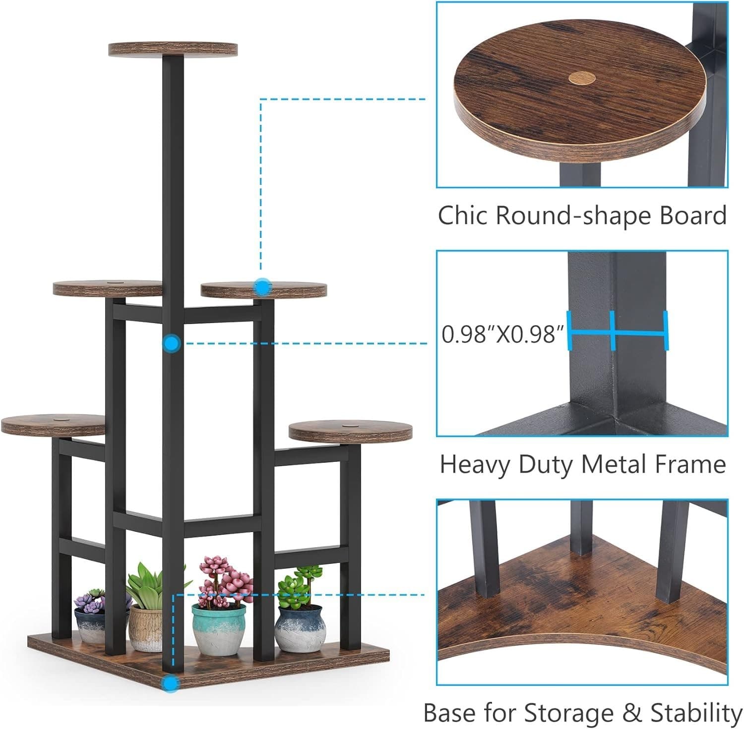 LITTLE TREE 6 Tiered Corner Plant Stand Indoor, Tall Plant Shelf Flower Stand - Thumbnail 8