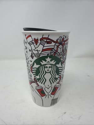 2017 Starbucks Special Holiday (Christmas) Traveler Ceramic Tumbler & Lid