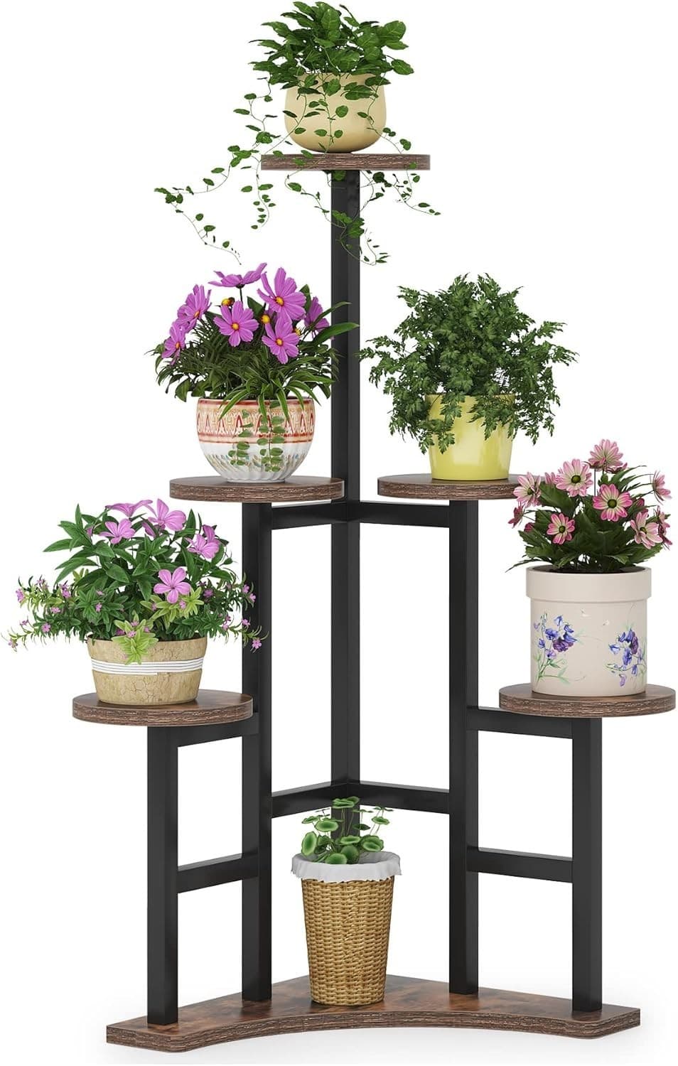 LITTLE TREE 6 Tiered Corner Plant Stand Indoor, Tall Plant Shelf Flower Stand