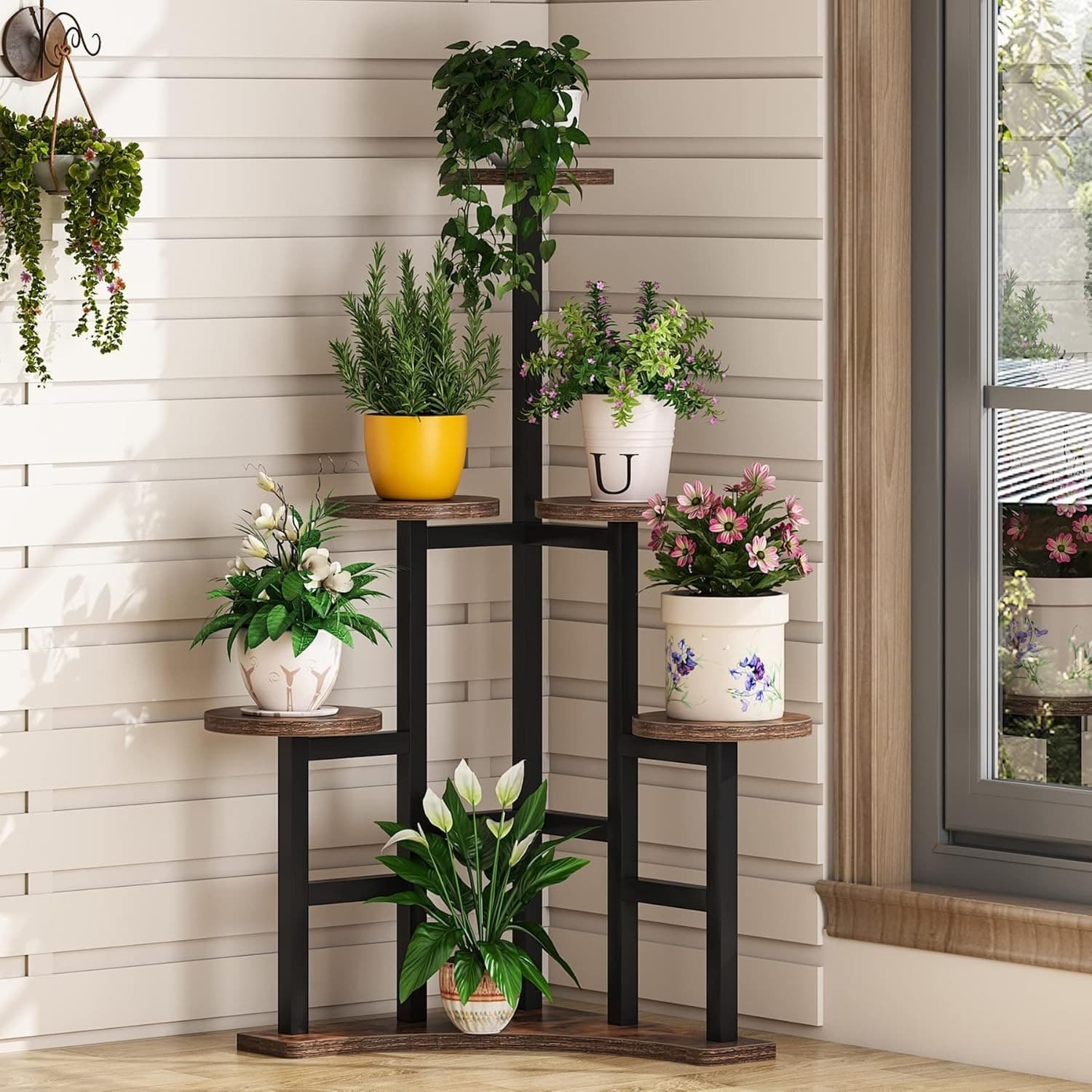 LITTLE TREE 6 Tiered Corner Plant Stand Indoor, Tall Plant Shelf Flower Stand - Thumbnail 5