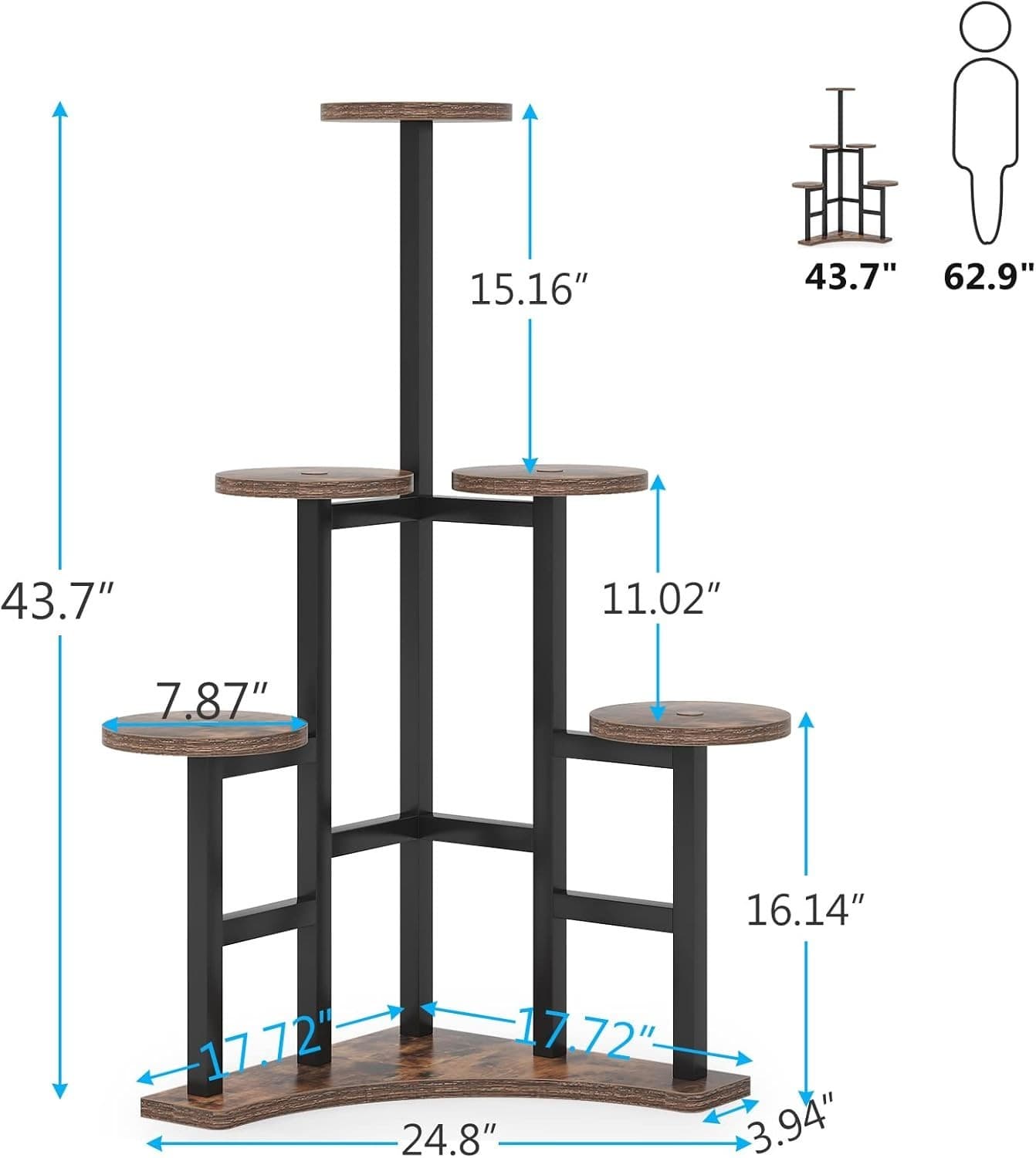 LITTLE TREE 6 Tiered Corner Plant Stand Indoor, Tall Plant Shelf Flower Stand - Thumbnail 3