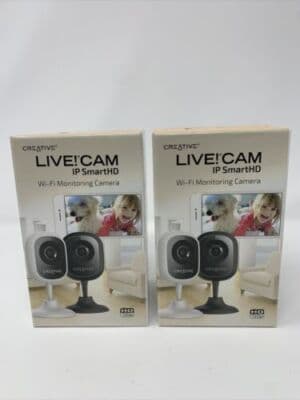 X2 Creative Live! Cam IP SmartHD 720p Wi-Fi Monitoring Camera BLACK (A12)