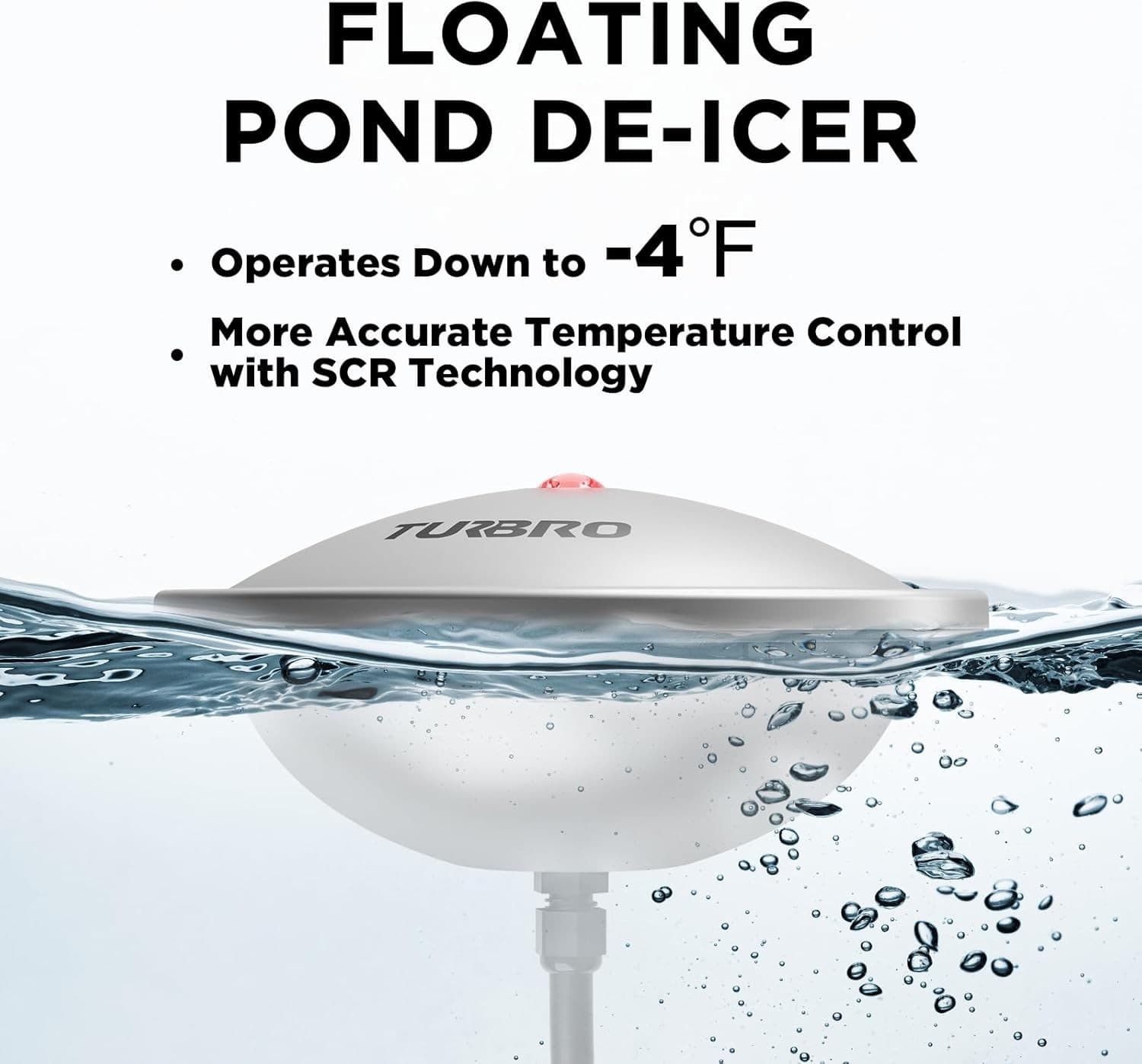 TURBRO Pond De-icer, Floating Pond Heater with 32.8 ft. UL Approved Cord, Full - Thumbnail 6