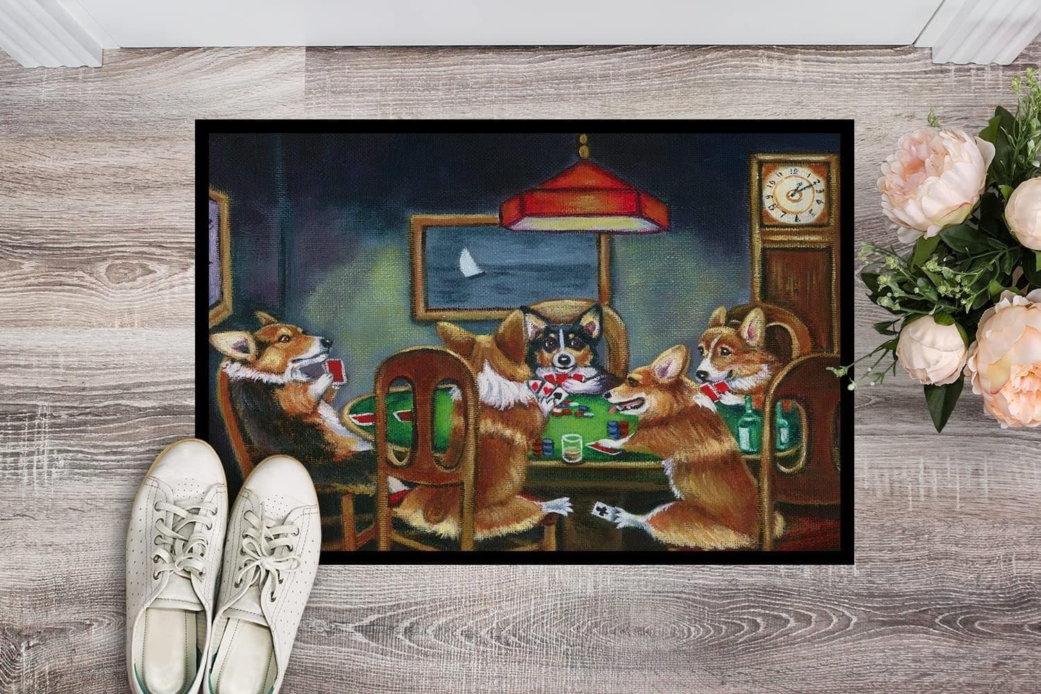 Caroline's Treasures 7416MAT Corgi Playing Poker Doormat 18x27 Front Door Mat - Thumbnail 2
