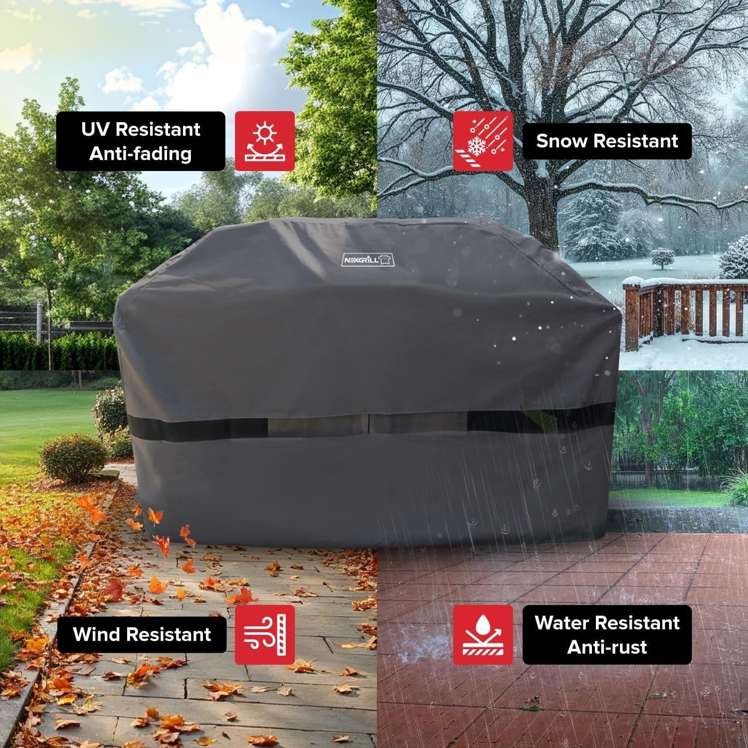 Nexgrill 75" Gas Grill Cover, Water-Resistant Heavy Duty Polyester PVC Blend, - Thumbnail 4