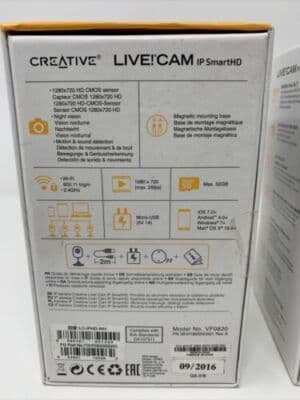 X2 Creative Live! Cam IP SmartHD 720p Wi-Fi Monitoring Camera BLACK (A12) - Thumbnail 3