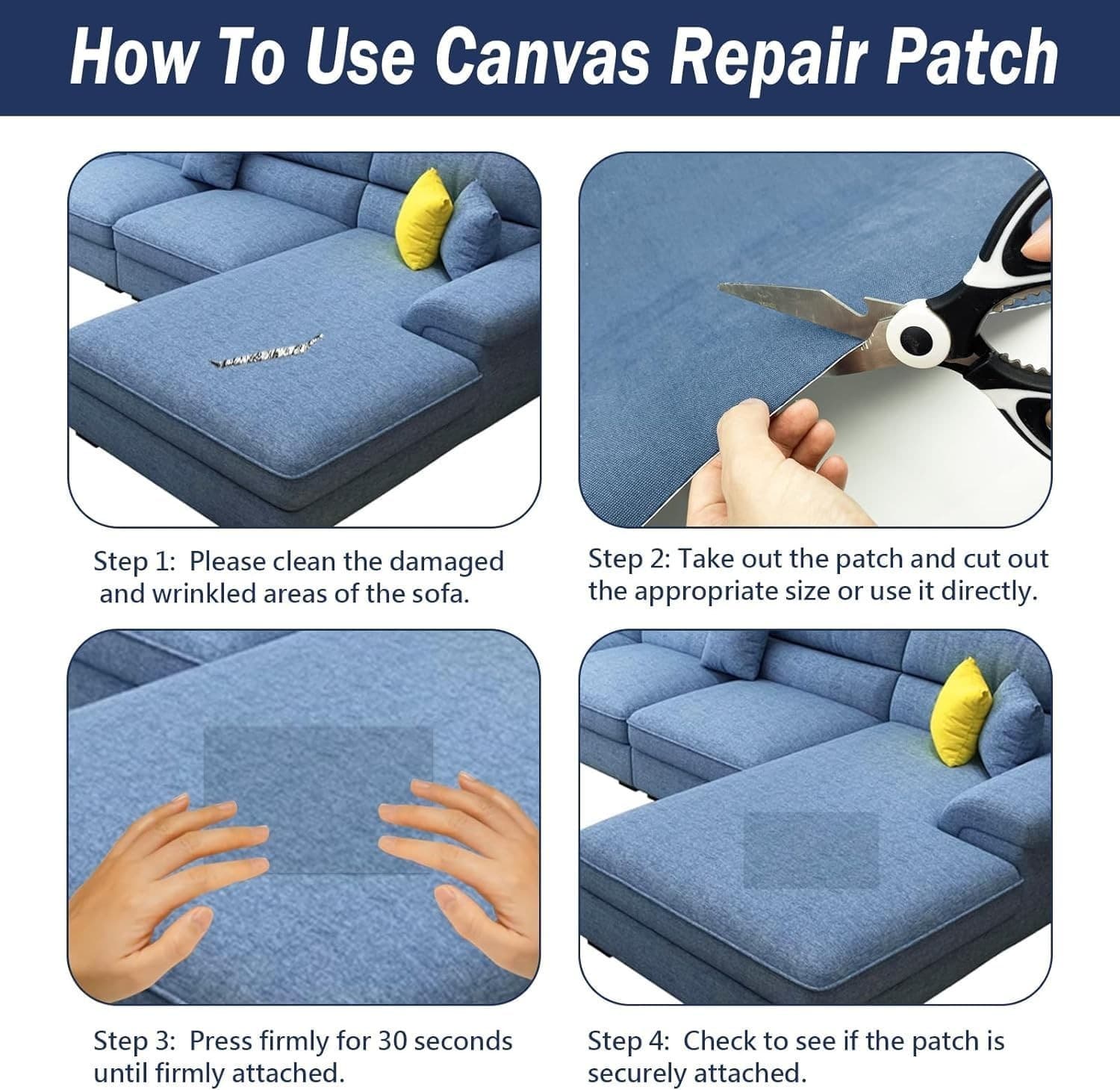 Canvas Repair Patch, 17X79 Inch Strong Sticky Fabric Repair Tape, Self-Adhesive - Thumbnail 2