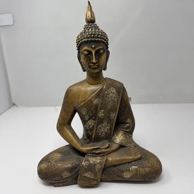 Ornate Buddha Statue Figurine Meditating Asian Decor Sculpture 11 inch (A15)