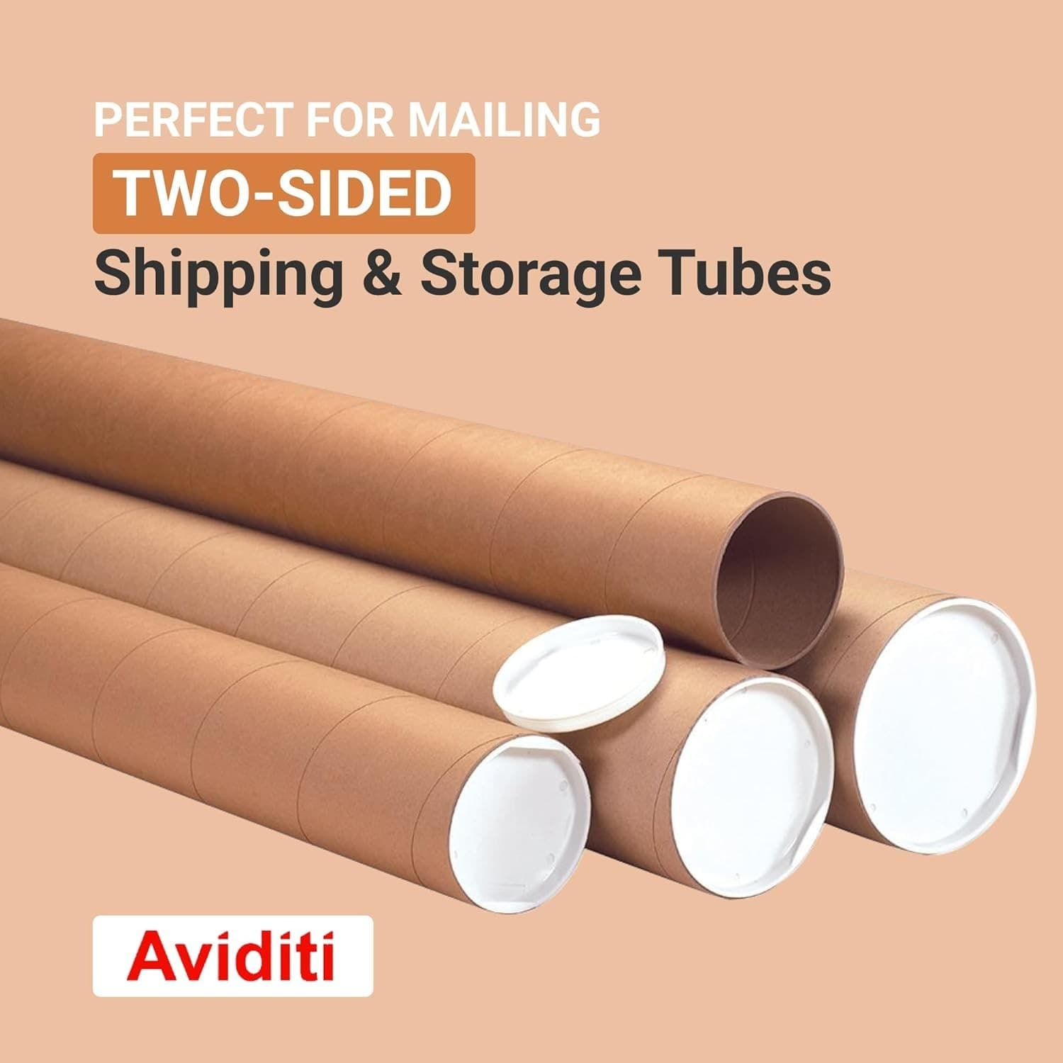 BOX USA Cardboard Tubes with Caps, 36"L x 3"W x 3"H, Pack of 24 Poster Tube for - Thumbnail 3