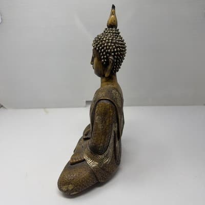 Ornate Buddha Statue Figurine Meditating Asian Decor Sculpture 11 inch (A15) - Thumbnail 2