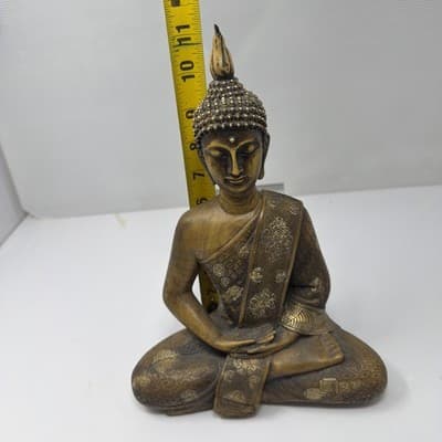 Ornate Buddha Statue Figurine Meditating Asian Decor Sculpture 11 inch (A15) - Thumbnail 8