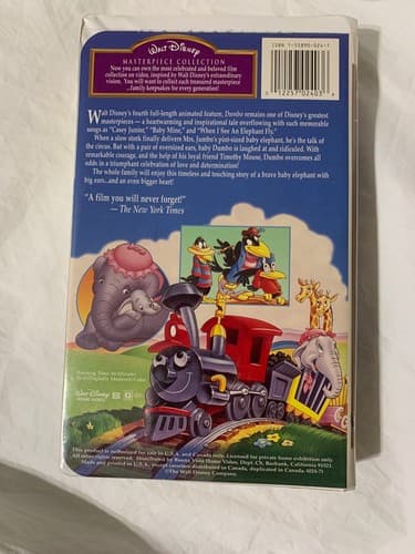 Dumbo vhs masterpiece Collection Rare Vhs 024 - Thumbnail 2
