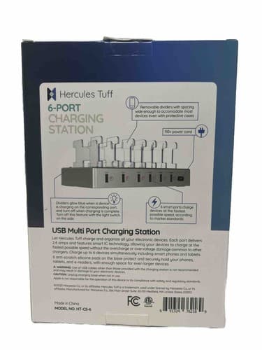 Hercules Tuff Multi-Device Charging Station - 6 USB Fast Ports + 3 USB Cables - Thumbnail 2