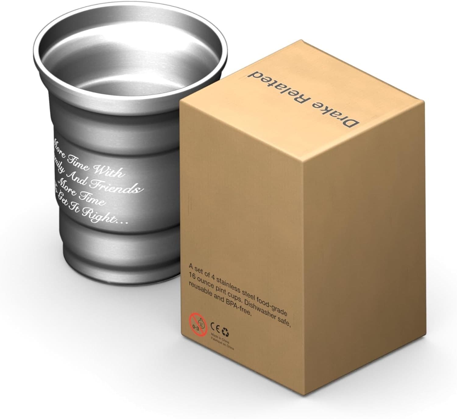 Official More Life 16oz Stainless Steel Party Cups (4 Pack) - Thumbnail 2