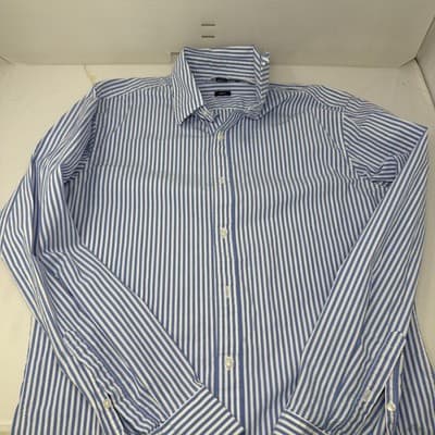 Michael Kors Men’s Striped Button Down Long Sleeve Dress Shirt- Size M - Thumbnail 2