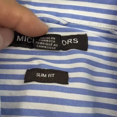 Michael Kors Men’s Striped Button Down Long Sleeve Dress Shirt- Size M - Thumbnail 4